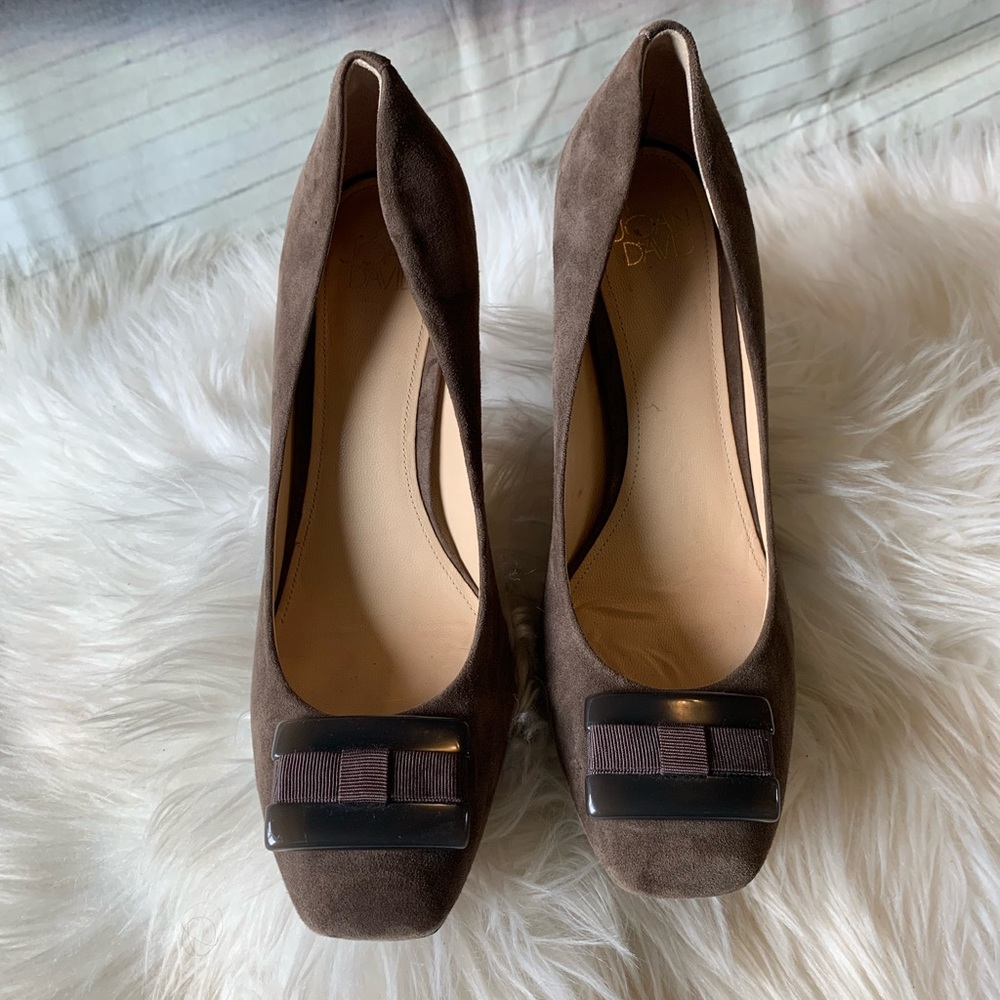 Joan & David Leather Accent Buckle Pumps
